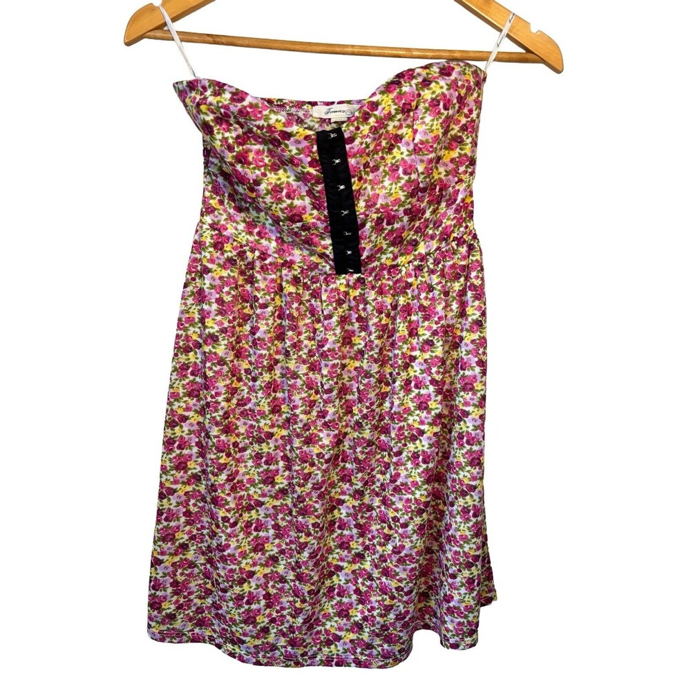 Forever 21 Multicolor Floral Strapless Corset Dress Cottage Gardencore Size M